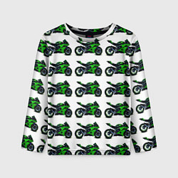 Детский лонгслив Motorbike green
