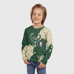 Лонгслив детский Милуоки Бакс - разлитая краска, цвет: 3D-принт — фото 2