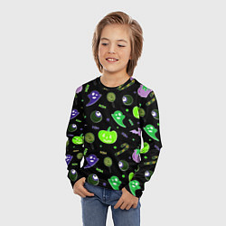 Лонгслив детский Halloween black pumpkin pattern, цвет: 3D-принт — фото 2