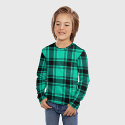 Лонгслив детский Checkered turquoise, цвет: 3D-принт — фото 2