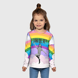 Лонгслив детский Lana Del Rey на фоне радуги, цвет: 3D-принт — фото 2