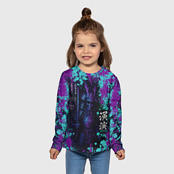 Лонгслив детский Неоновый призрак самурая, цвет: 3D-принт — фото 2