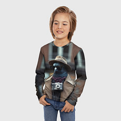 Лонгслив детский Голубь шпион с ретро фотокамерой, цвет: 3D-принт — фото 2