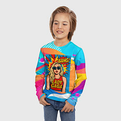 Лонгслив детский Леди Гага в стиле комиксов, цвет: 3D-принт — фото 2