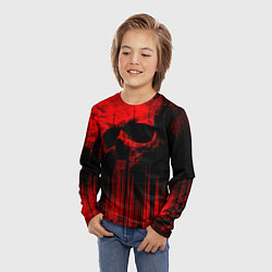 Лонгслив детский Красный череп на фоне абстракции, цвет: 3D-принт — фото 2