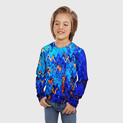 Лонгслив детский Сине-голубой стекающая абстракция, цвет: 3D-принт — фото 2