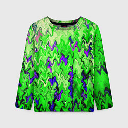Детский лонгслив Ярко-зелёный стекающая абстаркция