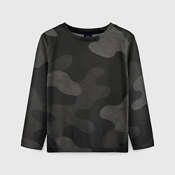 Лонгслив детский Черно-серый камуфляж, цвет: 3D-принт