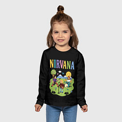 Лонгслив детский Нирвана мультяшный стиль, цвет: 3D-принт — фото 2