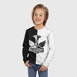 Лонгслив детский Волки воины и знак молот тора в рунах, цвет: 3D-принт — фото 2