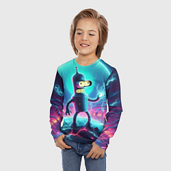 Лонгслив детский Робот-сгибальщик Бендер пропускает через себя молн, цвет: 3D-принт — фото 2