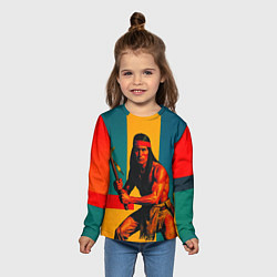 Лонгслив детский Индеец поп-арт, цвет: 3D-принт — фото 2