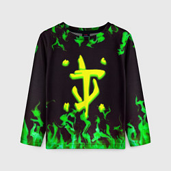 Лонгслив детский Doom зелёный огонь, цвет: 3D-принт