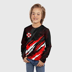 Лонгслив детский Umbrella - красное пламя, цвет: 3D-принт — фото 2