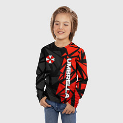 Лонгслив детский Umbrella corp - красные фрагменты, цвет: 3D-принт — фото 2