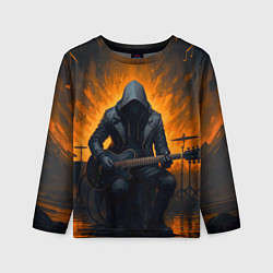 Лонгслив детский Гитарист играющий в пламени, цвет: 3D-принт