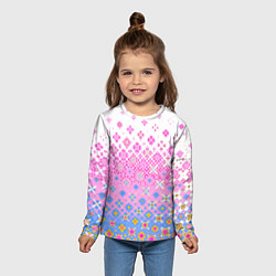 Лонгслив детский Розово-голубой узор, цвет: 3D-принт — фото 2