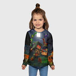 Лонгслив детский Майнкрафт - темная ночь, цвет: 3D-принт — фото 2