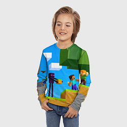 Лонгслив детский Эндермен помогает героям, цвет: 3D-принт — фото 2