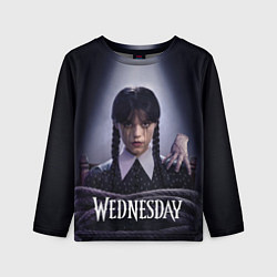 Лонгслив детский Связаная Уэнсдэй с вещью Wednesday, цвет: 3D-принт