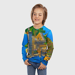 Лонгслив детский Майнкрафт - водный дом, цвет: 3D-принт — фото 2