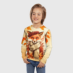 Лонгслив детский Осенний лис в шарфе, цвет: 3D-принт — фото 2