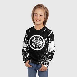 Лонгслив детский Inter белые штрихи красок, цвет: 3D-принт — фото 2