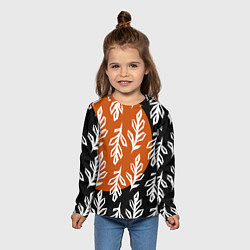 Лонгслив детский Паттерн с угловатыми листьями, цвет: 3D-принт — фото 2