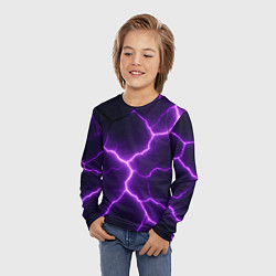 Лонгслив детский Фиолетовые молнии, цвет: 3D-принт — фото 2
