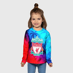 Лонгслив детский Liverpool неоновые тропики, цвет: 3D-принт — фото 2