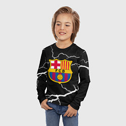 Лонгслив детский Barcelona черно белые молнии, цвет: 3D-принт — фото 2