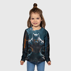 Лонгслив детский Агрессивный волк боец, цвет: 3D-принт — фото 2