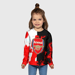 Лонгслив детский Арсенал огонь, цвет: 3D-принт — фото 2