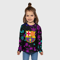 Лонгслив детский Барселона неоновые снежинки, цвет: 3D-принт — фото 2