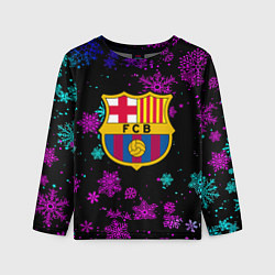 Лонгслив детский Барселона неоновые снежинки, цвет: 3D-принт