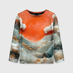 Лонгслив детский Японский пейзаж абстракция, цвет: 3D-принт