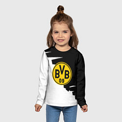 Лонгслив детский Borussia черно белая геометрия, цвет: 3D-принт — фото 2