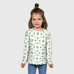Лонгслив детский Узорчатый паттерн в квадратных ячейках, цвет: 3D-принт — фото 2