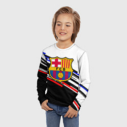 Лонгслив детский Barcelona полосы текстура спорт, цвет: 3D-принт — фото 2
