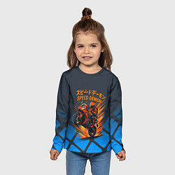 Лонгслив детский Speed demon байкер, цвет: 3D-принт — фото 2