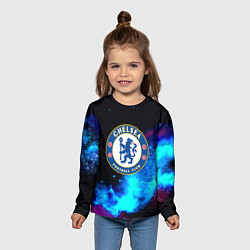 Лонгслив детский Челси неоновый космос, цвет: 3D-принт — фото 2