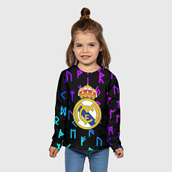 Лонгслив детский Реал Мадрид неоновые символы, цвет: 3D-принт — фото 2
