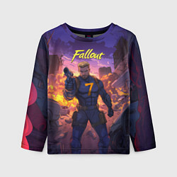 Лонгслив детский Fallout седьмой на фоне взрывов, цвет: 3D-принт