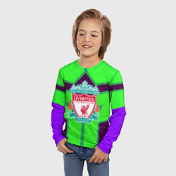 Лонгслив детский Liverpool геометрия текстура спорт, цвет: 3D-принт — фото 2