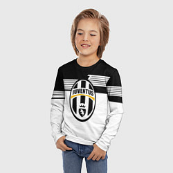 Лонгслив детский Juventus полосы линии, цвет: 3D-принт — фото 2