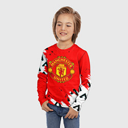 Лонгслив детский Манчестер Юнайтед символы краски, цвет: 3D-принт — фото 2