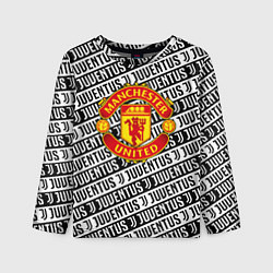 Детский лонгслив Манчестер Юнайтед x ювентус паттерн