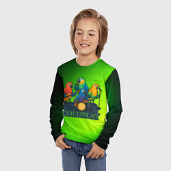 Лонгслив детский Coldplay группа из попугаев, цвет: 3D-принт — фото 2