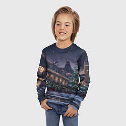 Лонгслив детский Новогодняя Московская ночь, цвет: 3D-принт — фото 2