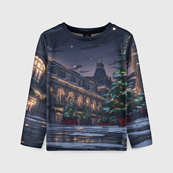 Детский лонгслив Новогодняя Московская ночь